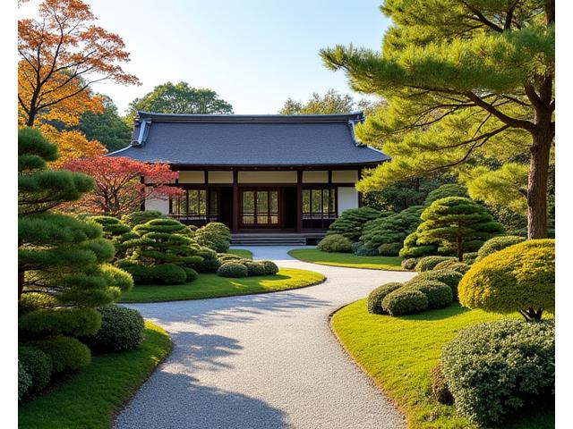 文化施設に作られた、教育目的の広々とした茶庭