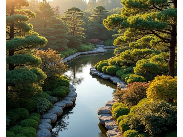 東京中心部の美しい邸宅の庭園が、メンテナンスにより何年にもわたって手入れされ、豊かな緑を保っている様子。庭園には季節の花々が咲き、木々が丁寧に剪定されている