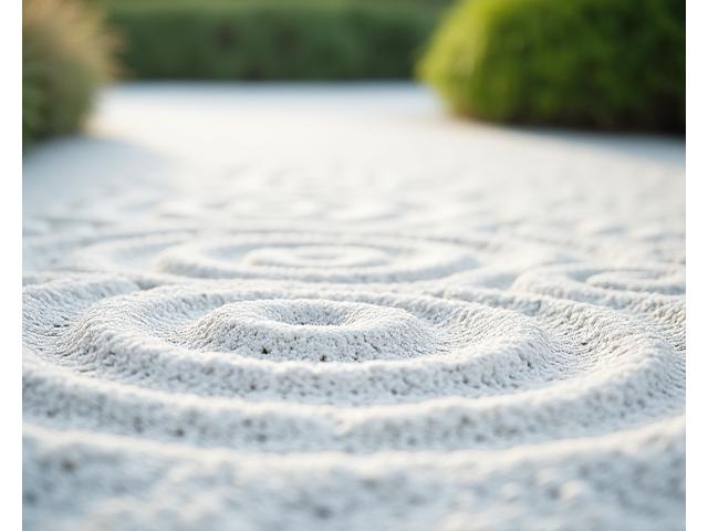 波紋が丁寧に描かれた砂紋の禅庭園